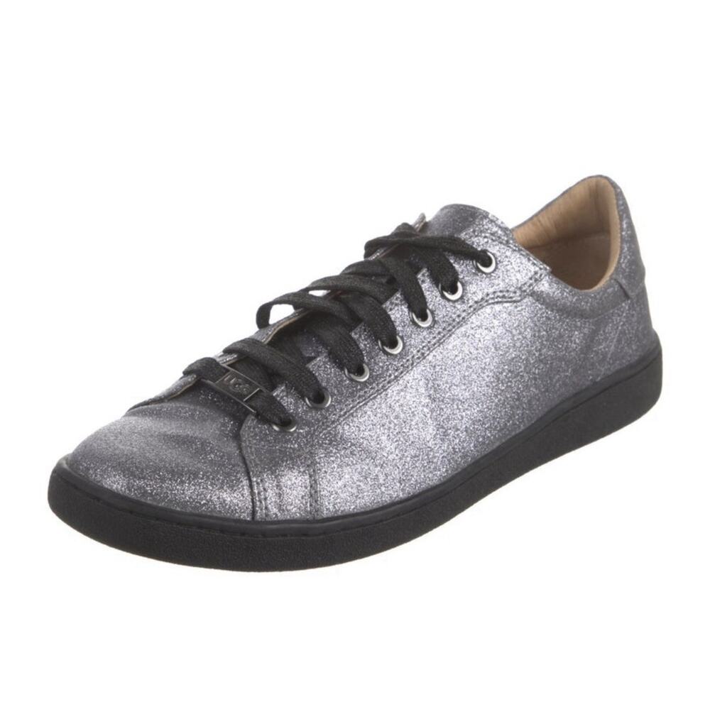 Ugg Australia Milo Glitter Pink Gunmetal Lace Up Sneakers Tennis Shoes 10.5